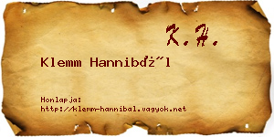 Klemm Hannibál névjegykártya